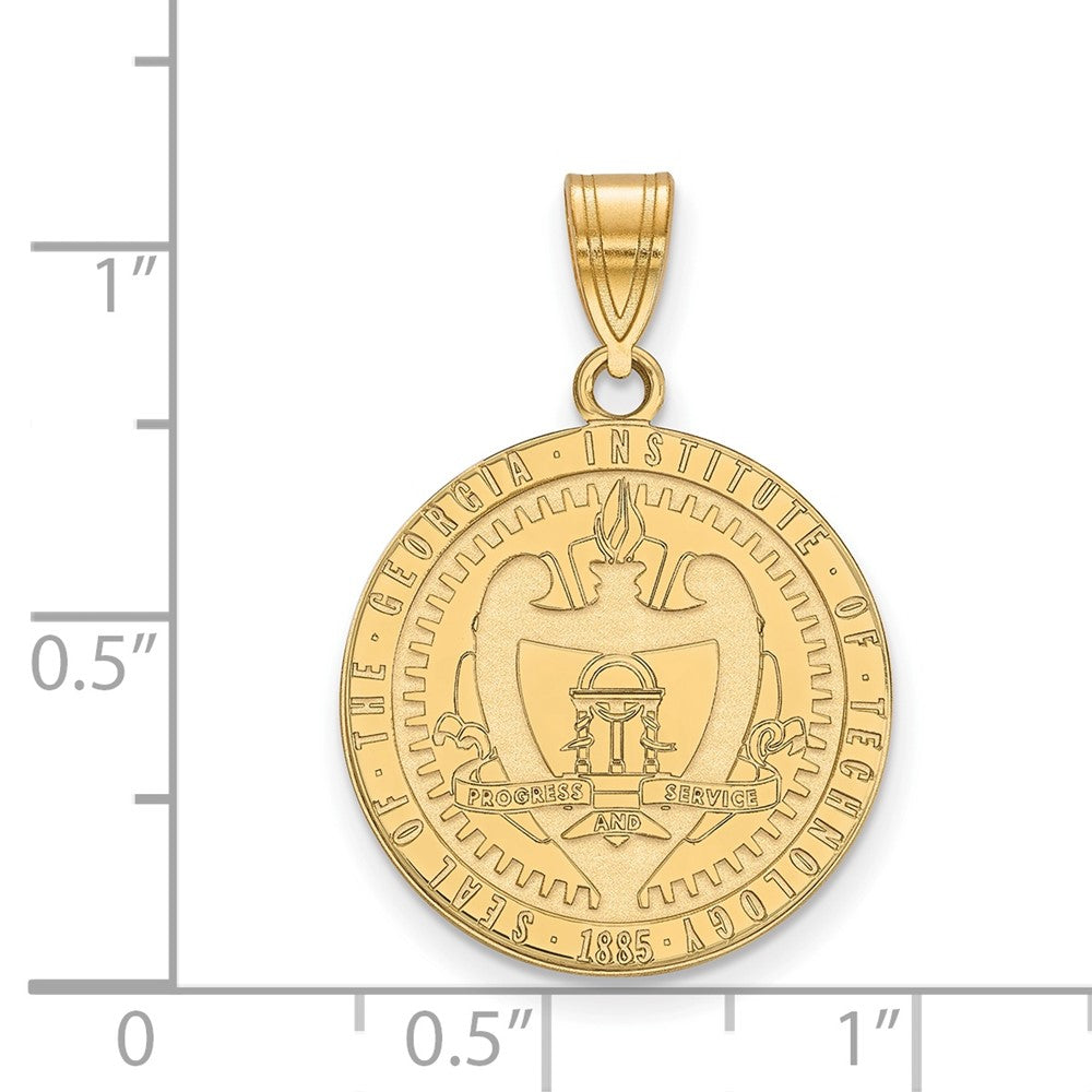 Gold Plated Sterling Silver Logoart Georgia Institute Of Technology Large Crest Pendant