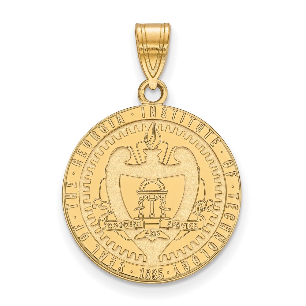 Gold Plated Sterling Silver Logoart Georgia Institute Of Technology Large Crest Pendant