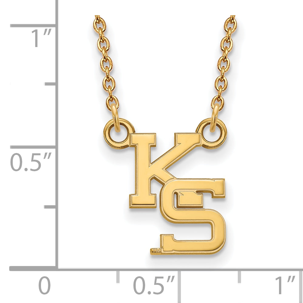 10K Yellow Gold Logoart Kansas State University K S Small Pendant 18 Inch Necklace