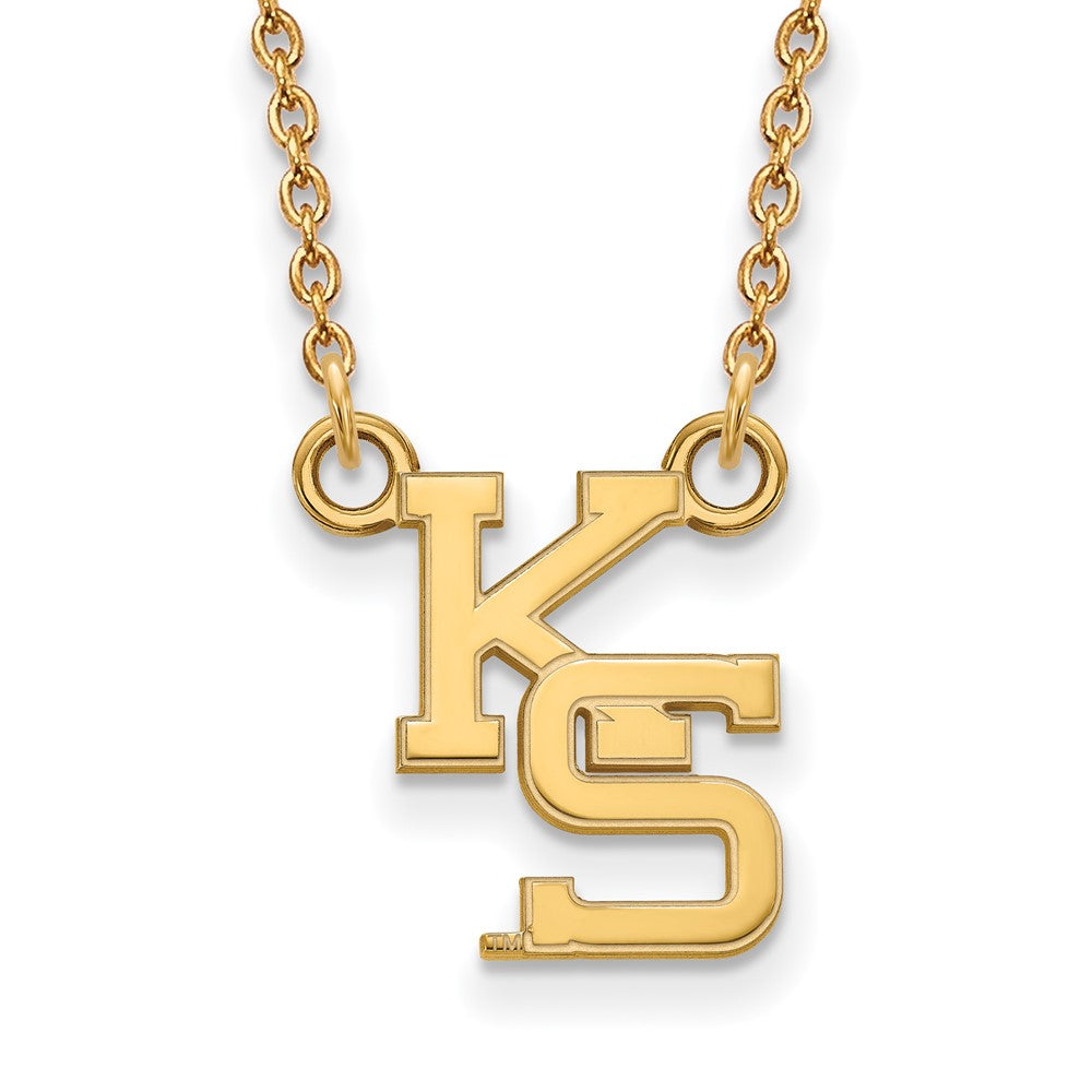 Gold Plated Sterling Silver Logoart Kansas State University K S Small Pendant 18 Inch Necklace