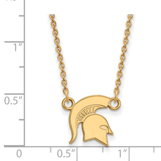 10K Yellow Gold Logoart Michigan State University Spartan Small Pendant 18 Inch Necklace