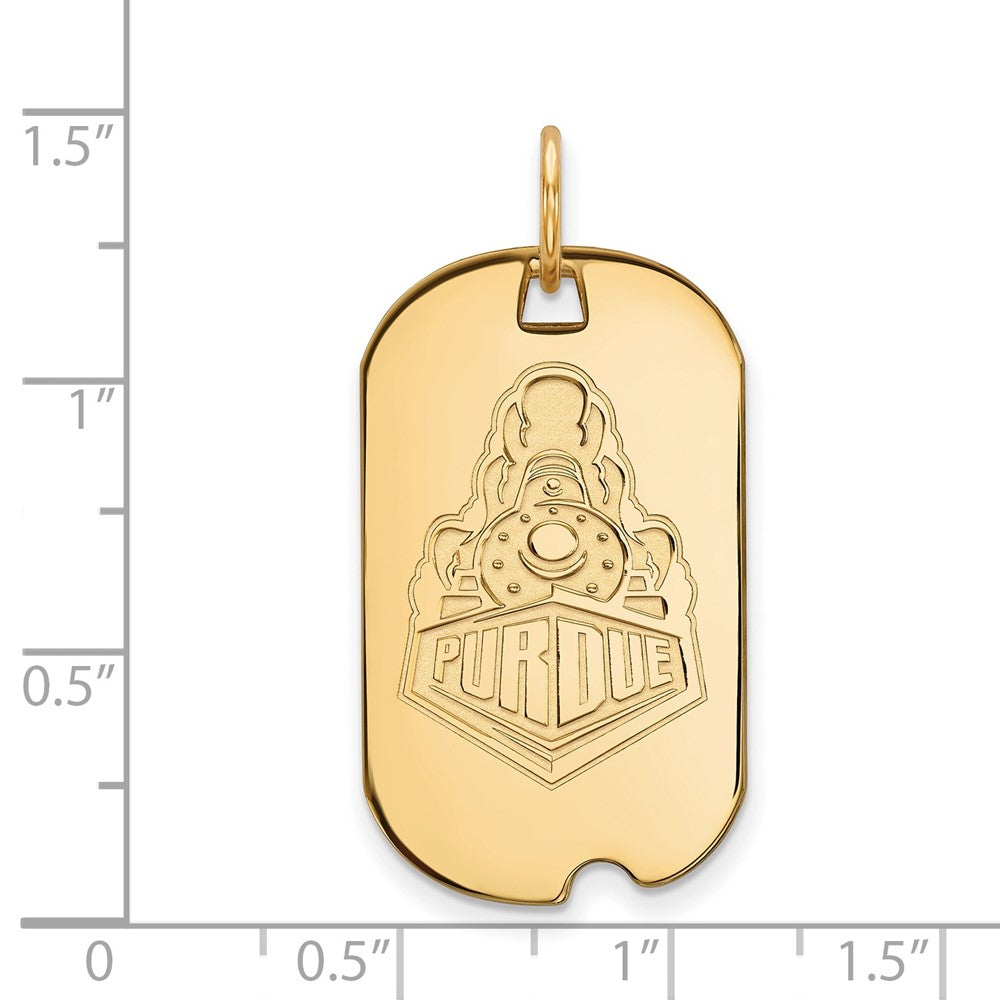14K Yellow Gold Logoart Purdue University Boilermakers Train Logo Small Dog Tag Pendant