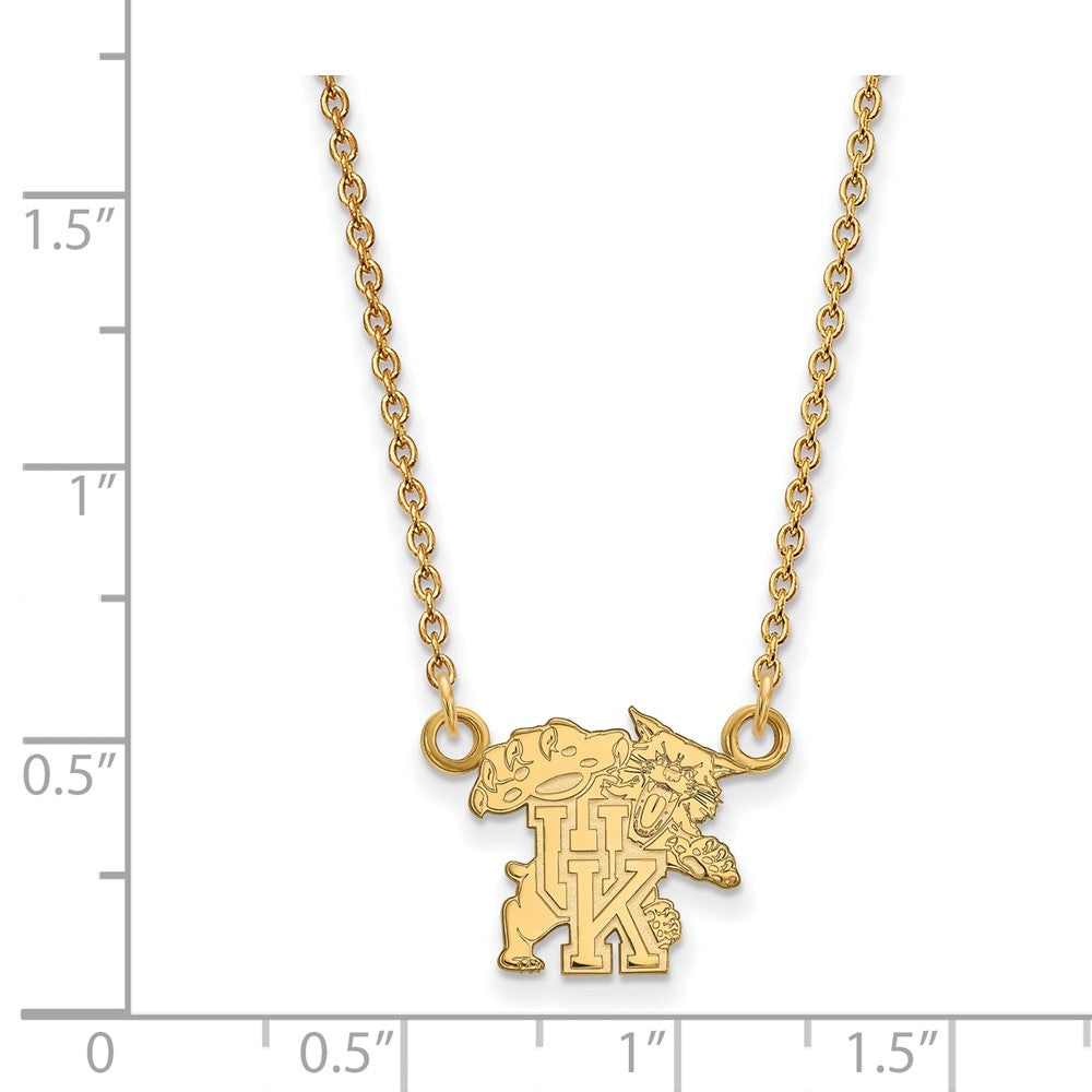 Gold Plated Sterling Silver Logoart University Of Kentucky U K Wildcat Small Pendant 18 Inch Necklace
