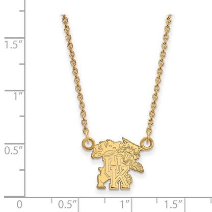 Gold Plated Sterling Silver Logoart University Of Kentucky U K Wildcat Small Pendant 18 Inch Necklace