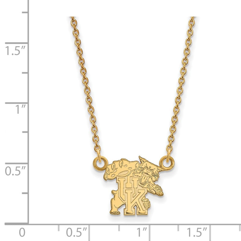 Gold Plated Sterling Silver Logoart University Of Kentucky U K Wildcat Small Pendant 18 Inch Necklace