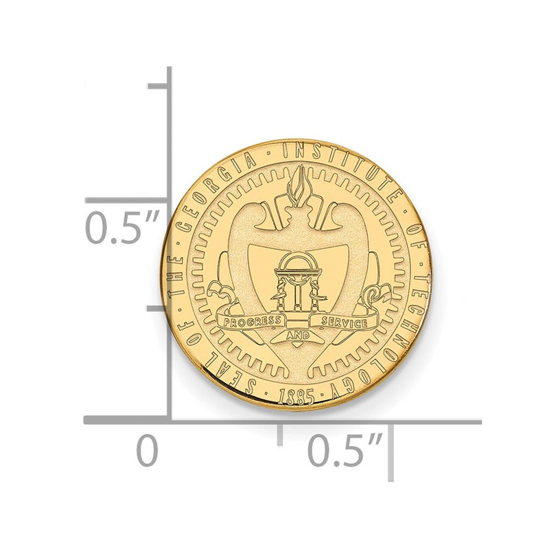 14K Yellow Gold Gold LogoArt Georgia Institute of Technology Crest Lapel Pin