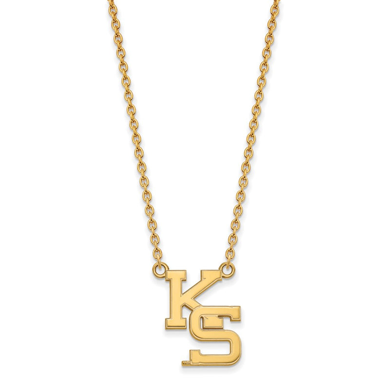 Gold Plated Sterling Silver Logoart Kansas State University K S Large Pendant 18 Inch Necklace