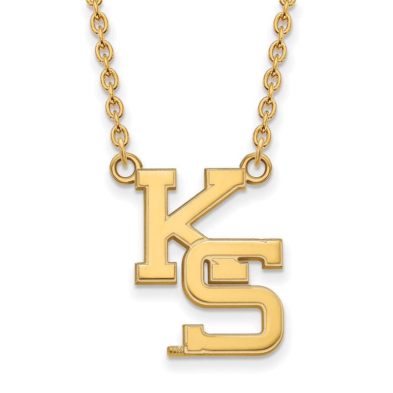 Gold Plated Sterling Silver Logoart Kansas State University K S Large Pendant 18 Inch Necklace