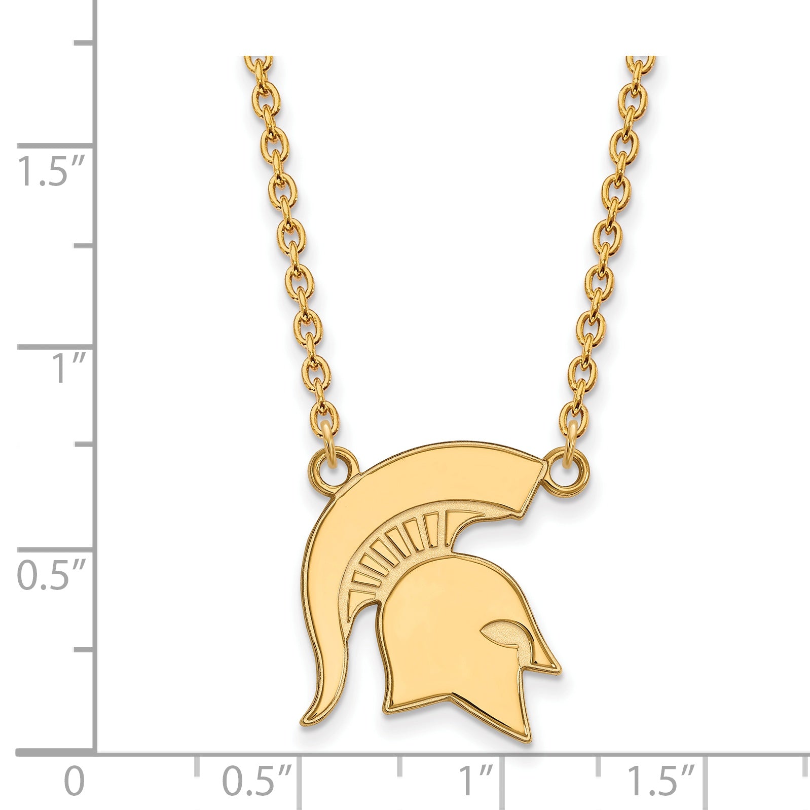 10K Yellow Gold Logoart Michigan State University Spartan Large Pendant 18 Inch Necklace