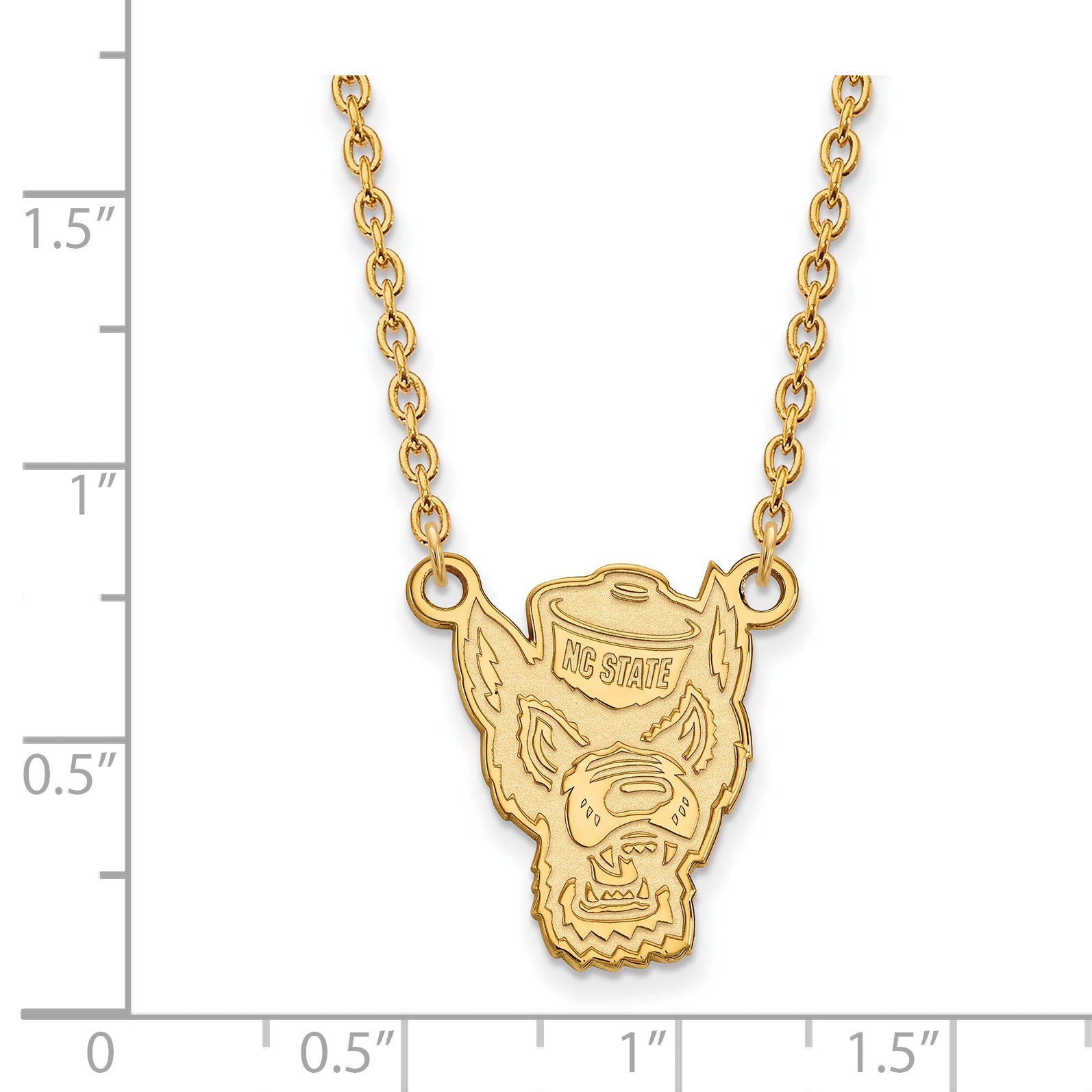 10K Yellow Gold Logoart North Carolina State University Wolf Large Pendant 18 Inch Necklace