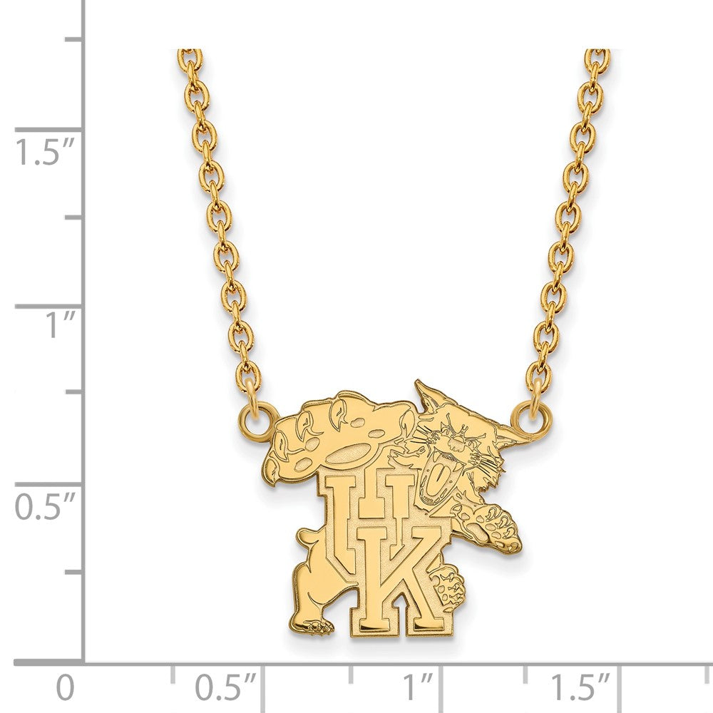 Gold Plated Sterling Silver Logoart University Of Kentucky U K Wildcat Large Pendant 18 Inch Necklace