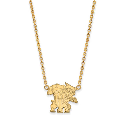 Gold Plated Sterling Silver Logoart University Of Kentucky U K Wildcat Large Pendant 18 Inch Necklace