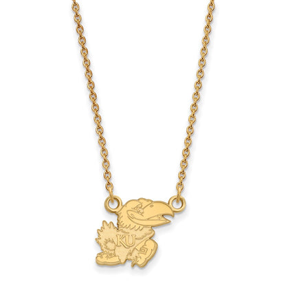 10k-yellow-gold-logoart-university-of-kansas-jayhawk-small-pendant-18-inch-necklace-1y057uks-18
