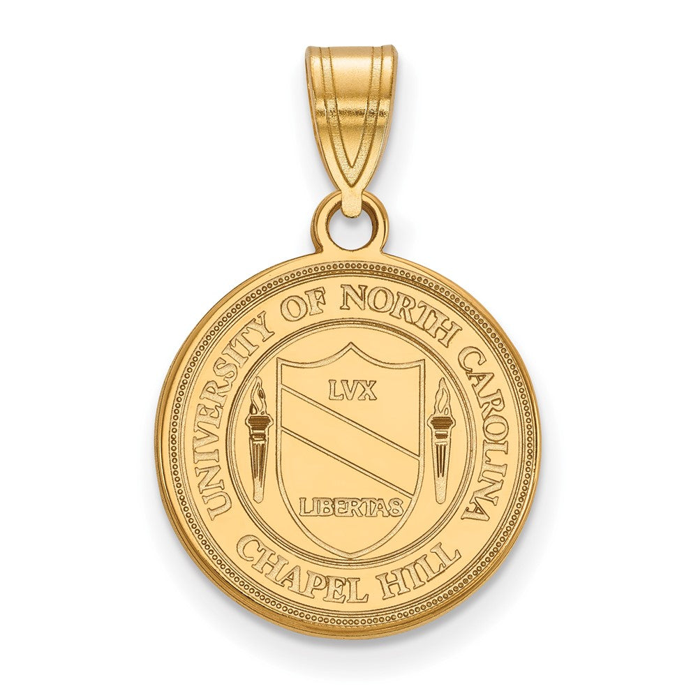 Gold Plated Sterling Silver Logoart University Of North Carolina Medium Crest Pendant