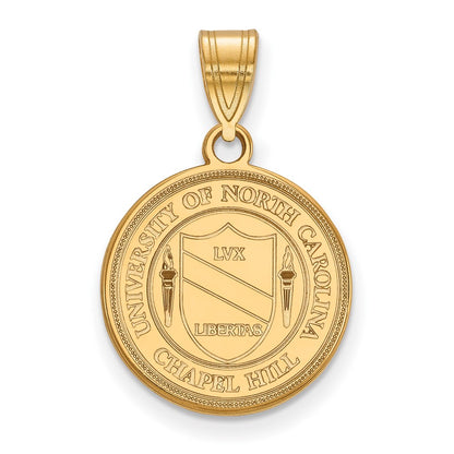 Gold Plated Sterling Silver Logoart University Of North Carolina Medium Crest Pendant