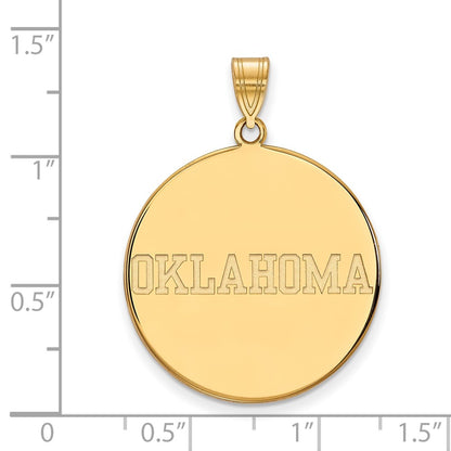 Gold Plated Sterling Silver Logoart University Of Oklahoma Extra Large Disc Pendant