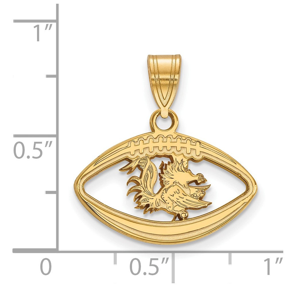 Gold Plated Sterling Silver Logoart University Of South Carolina Gamecock Football Pendant