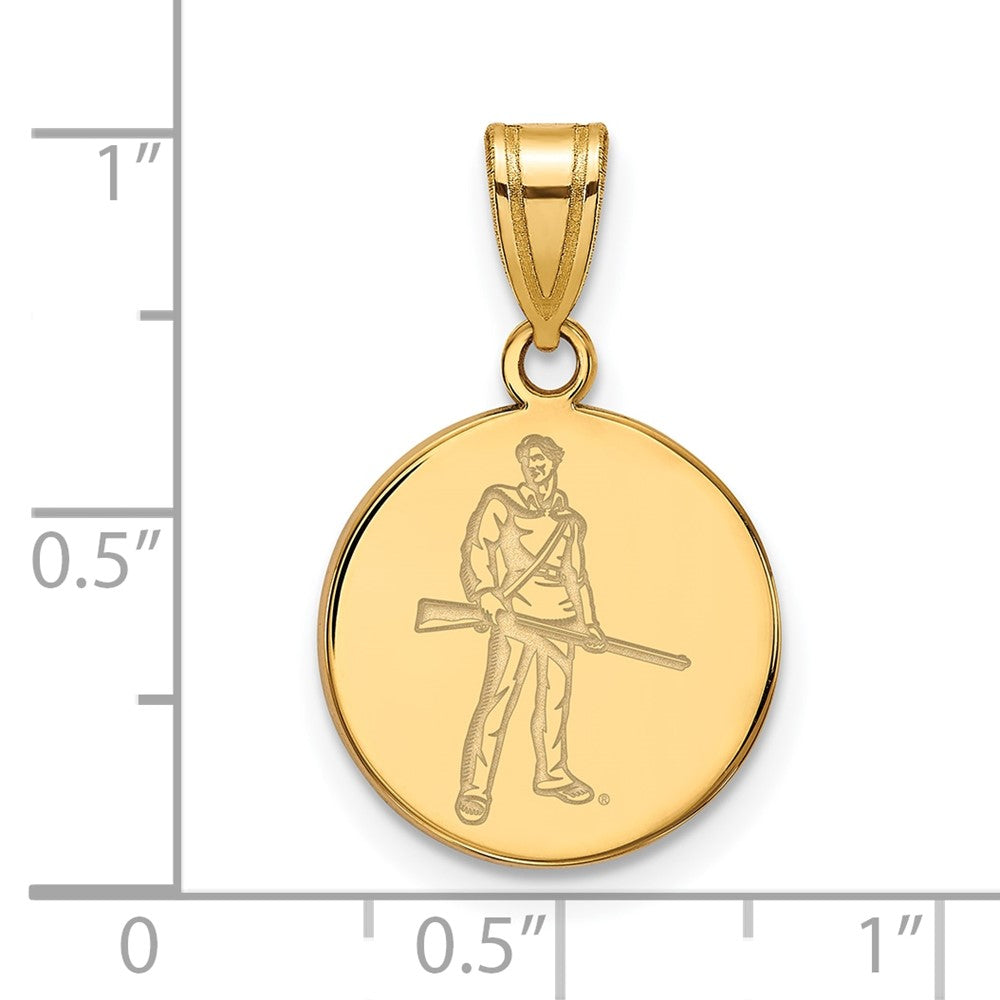 14K Yellow Gold Logoart West Virginia University Mountaineer Medium Disc Pendant