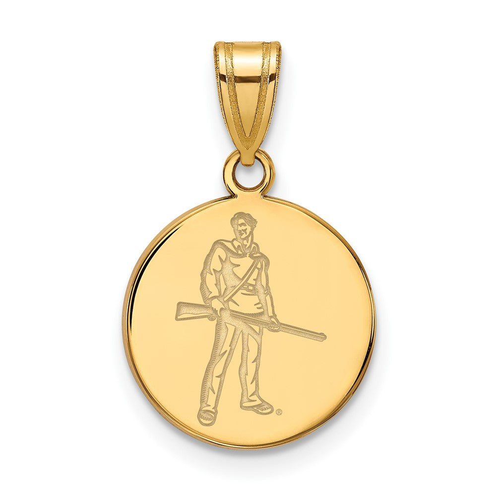 14K Yellow Gold Logoart West Virginia University Mountaineer Medium Disc Pendant