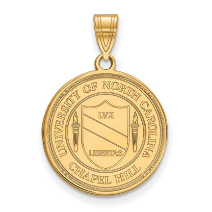Gold Plated Sterling Silver Logoart University Of North Carolina Large Crest Pendant