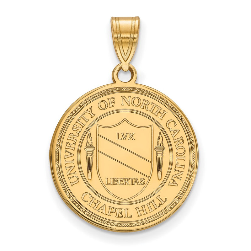Gold Plated Sterling Silver Logoart University Of North Carolina Large Crest Pendant