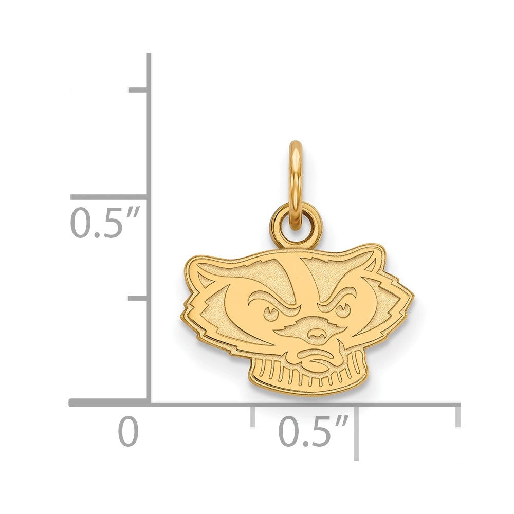 Gold Plated Sterling Silver Logoart University Of Wisconsin Badger Extra Small Pendant