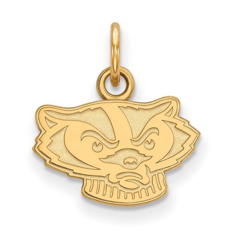 Gold Plated Sterling Silver Logoart University Of Wisconsin Badger Extra Small Pendant