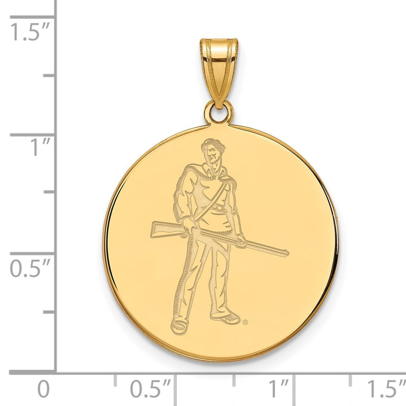 10K Yellow Gold Logoart West Virginia University Mountaineer Extra Large Disc Pendant