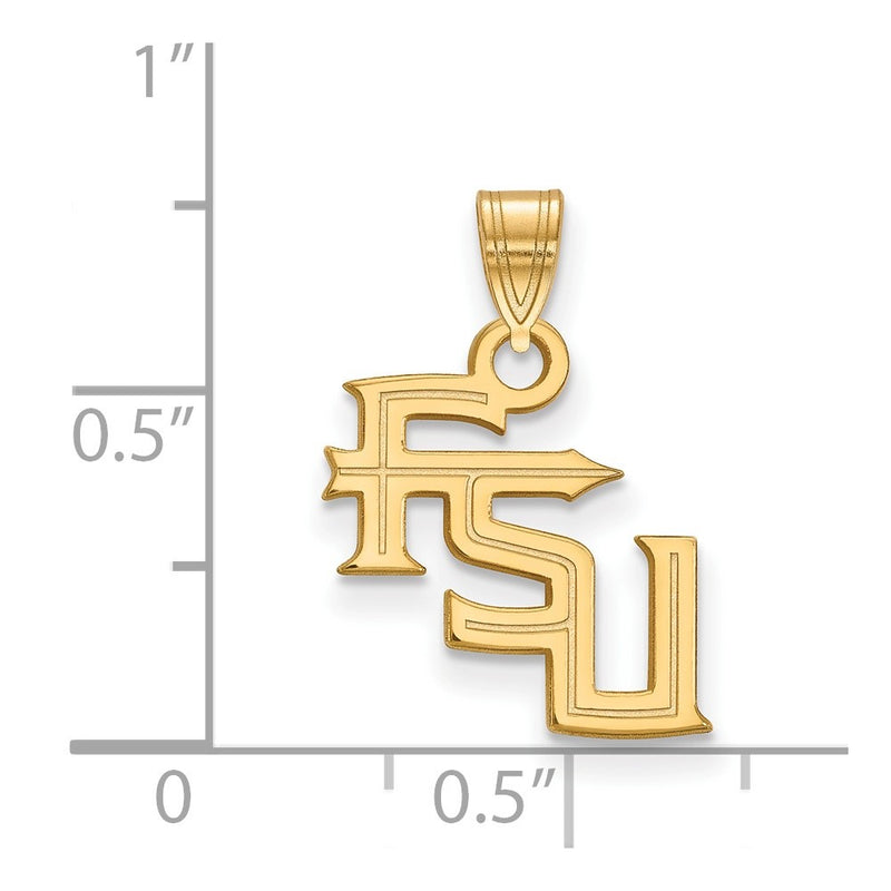 14K Yellow Gold Logoart Florida State University F S U Small Pendant