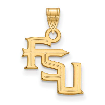 Gold Plated Sterling Silver Logoart Florida State University F S U Small Pendant