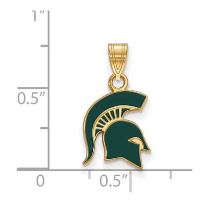 Gold Plated Sterling Silver Logoart Michigan State University Spartan Small Enameled Pendant