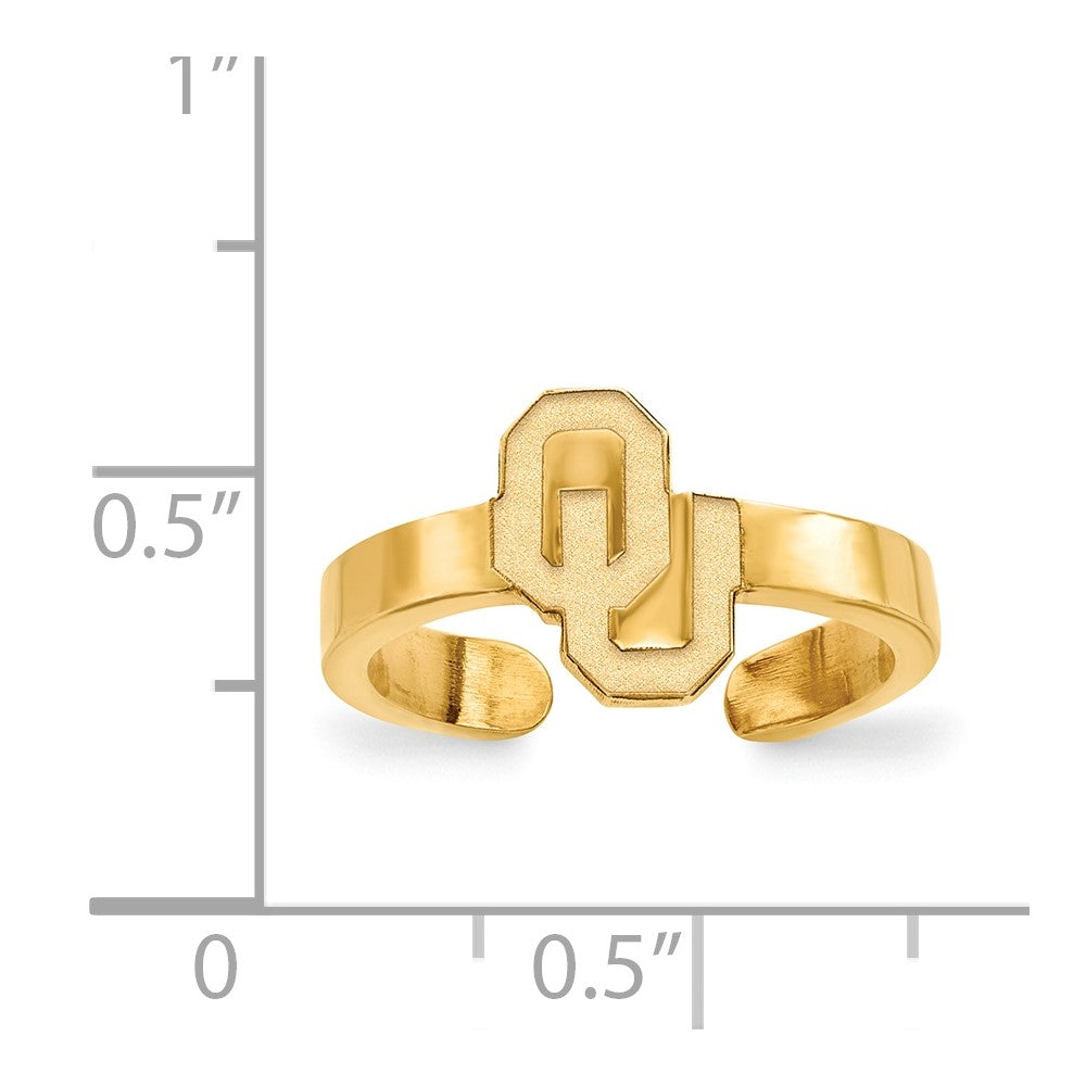 Gold Plated Sterling Silver Logoart University Of Oklahoma O U Toe Ring