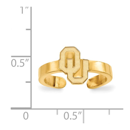 Gold Plated Sterling Silver Logoart University Of Oklahoma O U Toe Ring