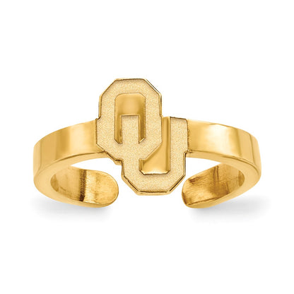 Gold Plated Sterling Silver Logoart University Of Oklahoma O U Toe Ring
