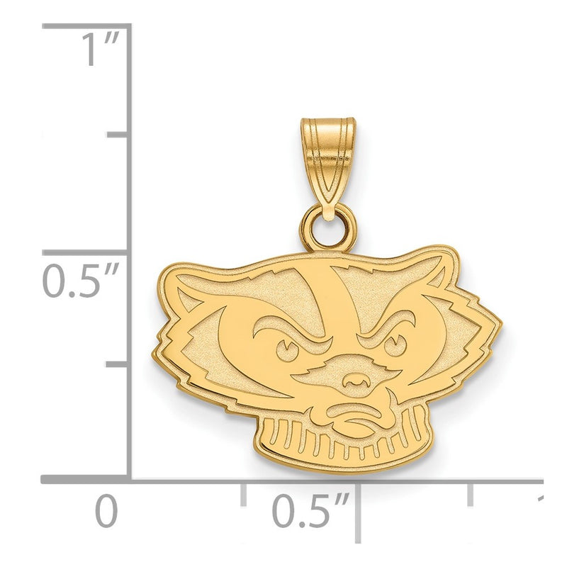 Gold Plated Sterling Silver Logoart University Of Wisconsin Badger Small Pendant