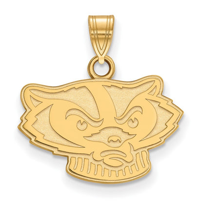 14K Yellow Gold Logoart University Of Wisconsin Badger Small Pendant