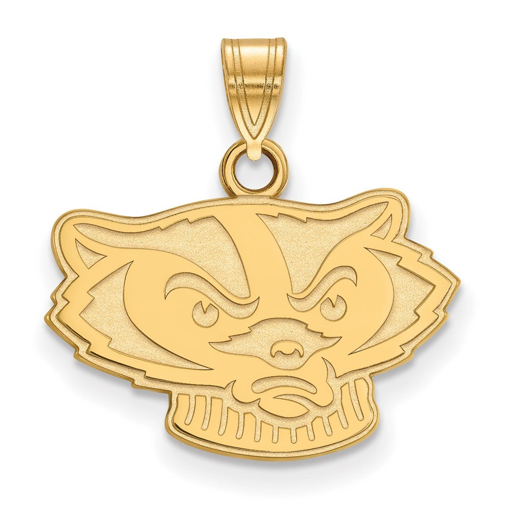 Gold Plated Sterling Silver Logoart University Of Wisconsin Badger Small Pendant
