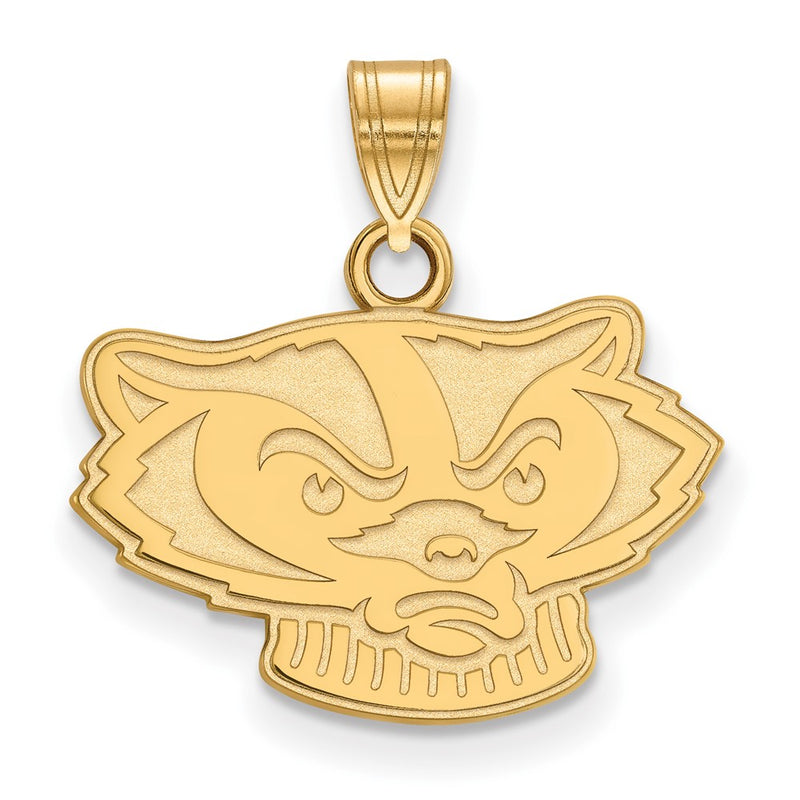 Gold Plated Sterling Silver Logoart University Of Wisconsin Badger Small Pendant