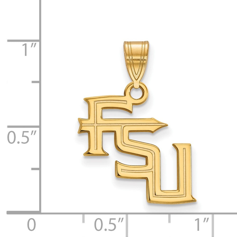 14K Yellow Gold Logoart Florida State University F S U Medium Pendant
