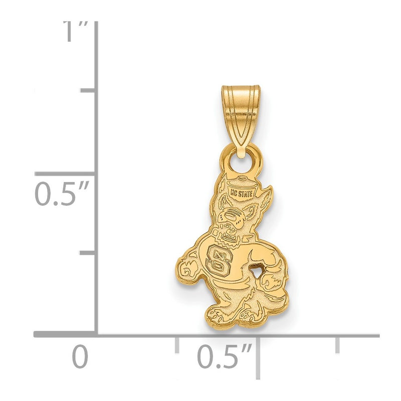 14K Yellow Gold Logoart North Carolina State University Wolf Small Pendant