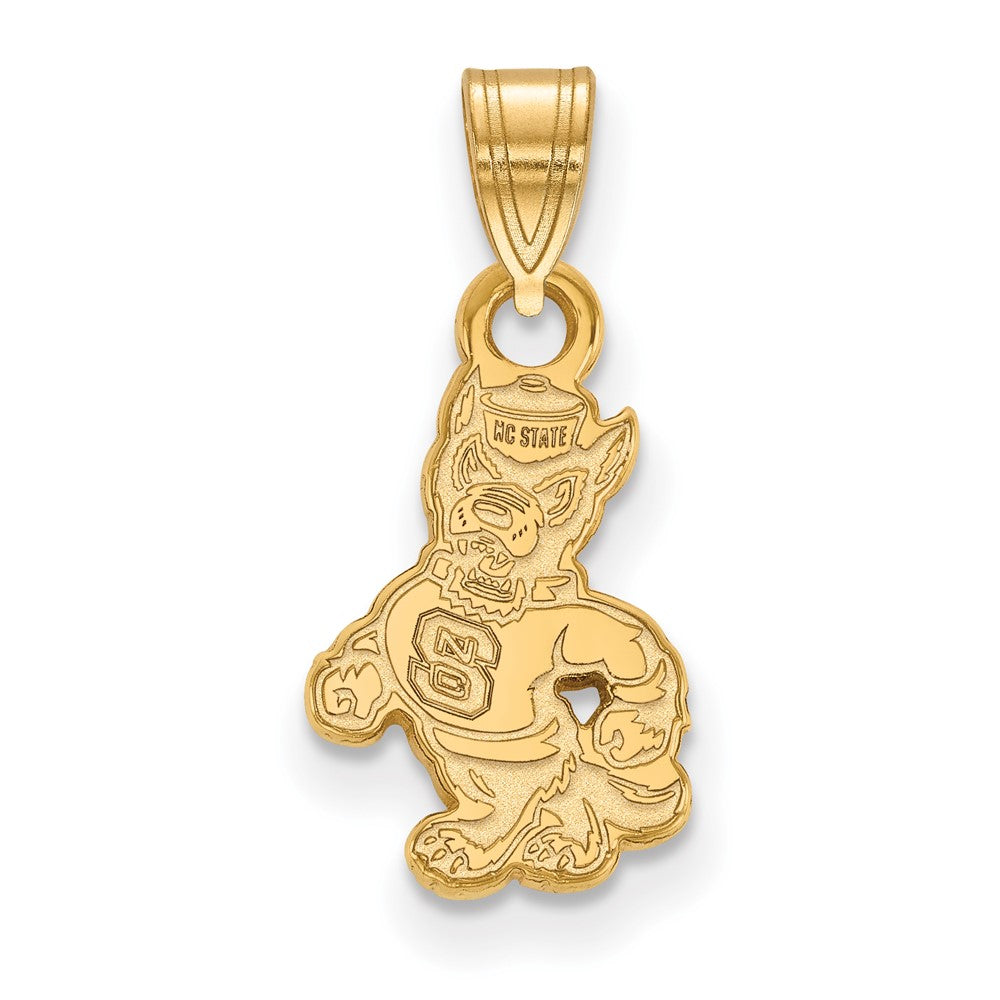 Gold Plated Sterling Silver Logoart North Carolina State University Wolf Small Pendant