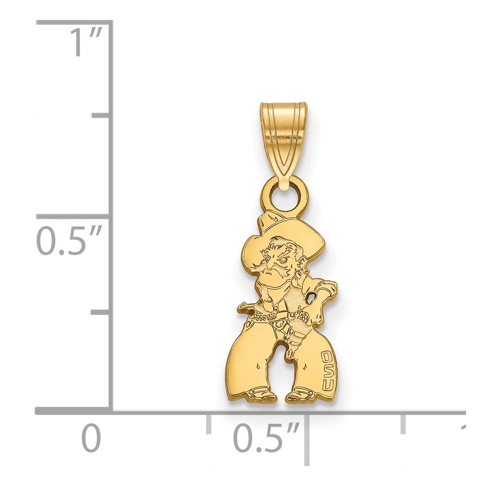 Gold Plated Sterling Silver Logoart Oklahoma State University Cowboy Small Pendant