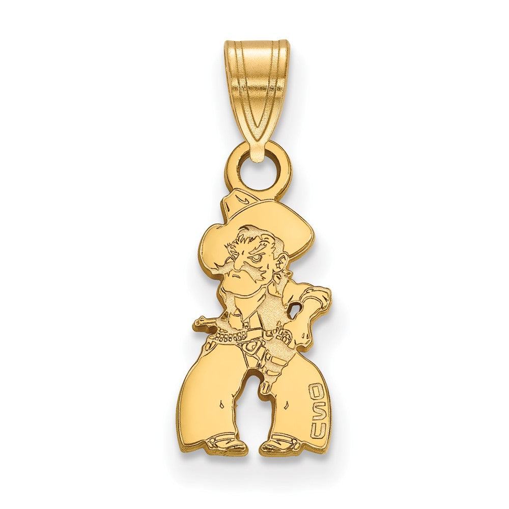 Gold Plated Sterling Silver Logoart Oklahoma State University Cowboy Small Pendant