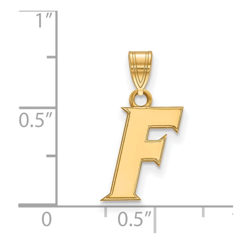 Gold Plated Sterling Silver Logoart University Of Florida Letter F Small Pendant