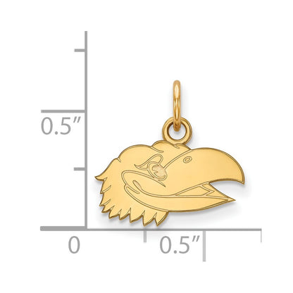 Gold Plated Sterling Silver Logoart University Of Kansas Jayhawk Extra Small Pendant