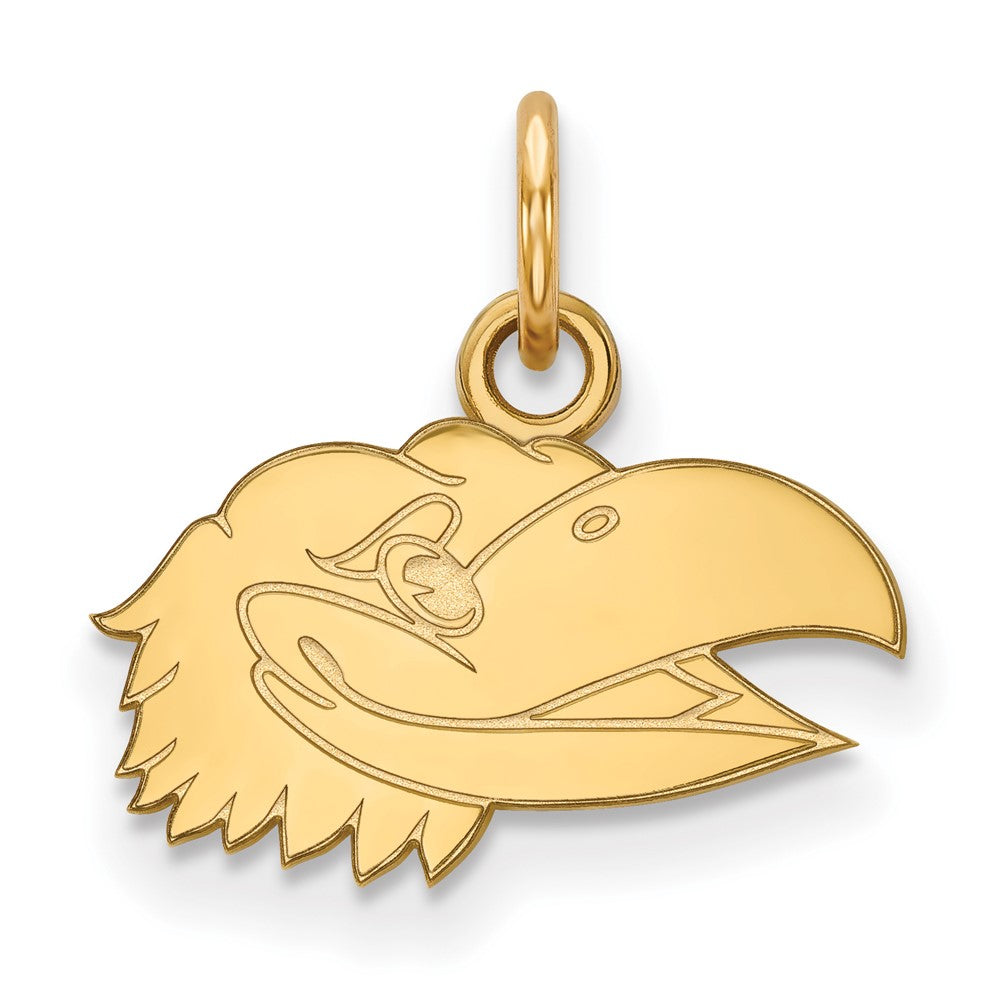 Gold Plated Sterling Silver Logoart University Of Kansas Jayhawk Extra Small Pendant
