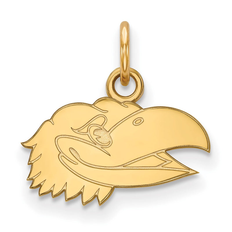 Gold Plated Sterling Silver Logoart University Of Kansas Jayhawk Extra Small Pendant