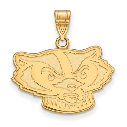 Gold Plated Sterling Silver Logoart University Of Wisconsin Badger Medium Pendant