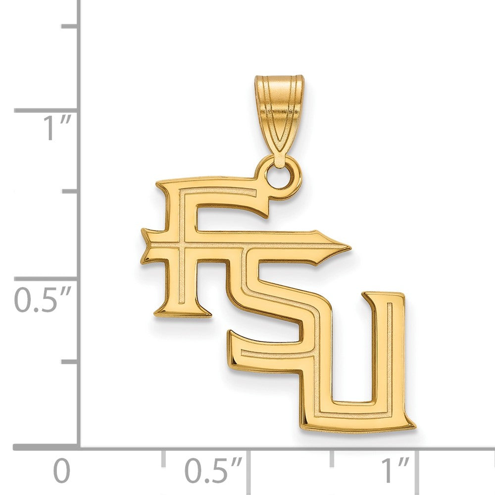 14K Yellow Gold Logoart Florida State University F S U Large Pendant