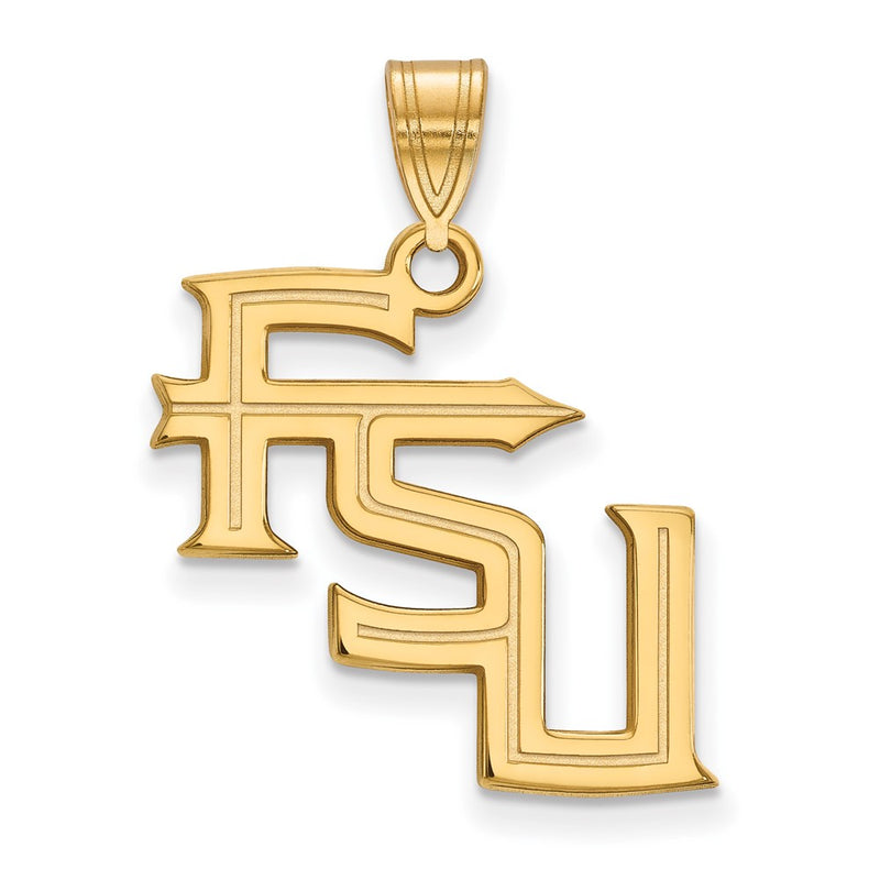 14K Yellow Gold Logoart Florida State University F S U Large Pendant